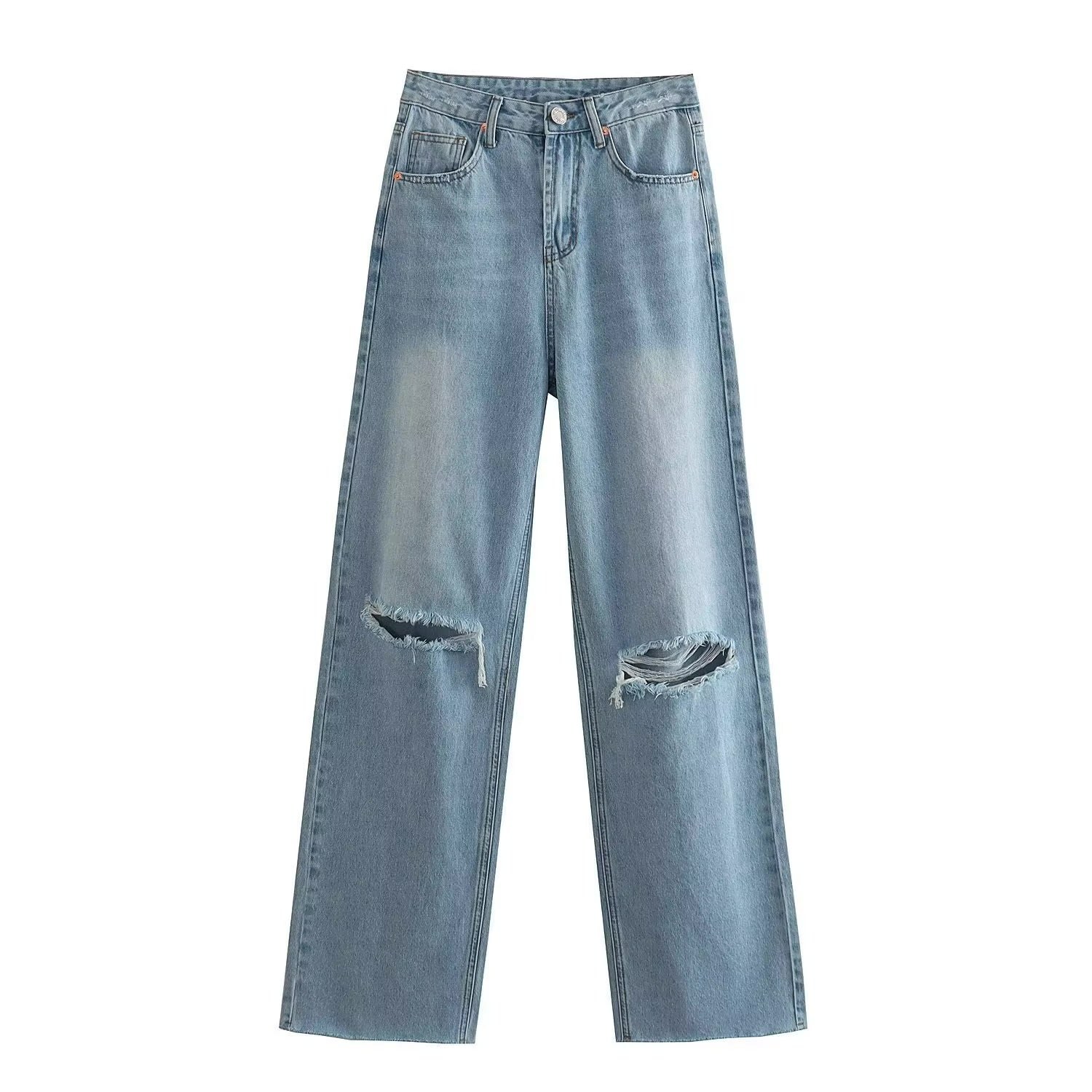 Stradivarius wide leg ripped denim