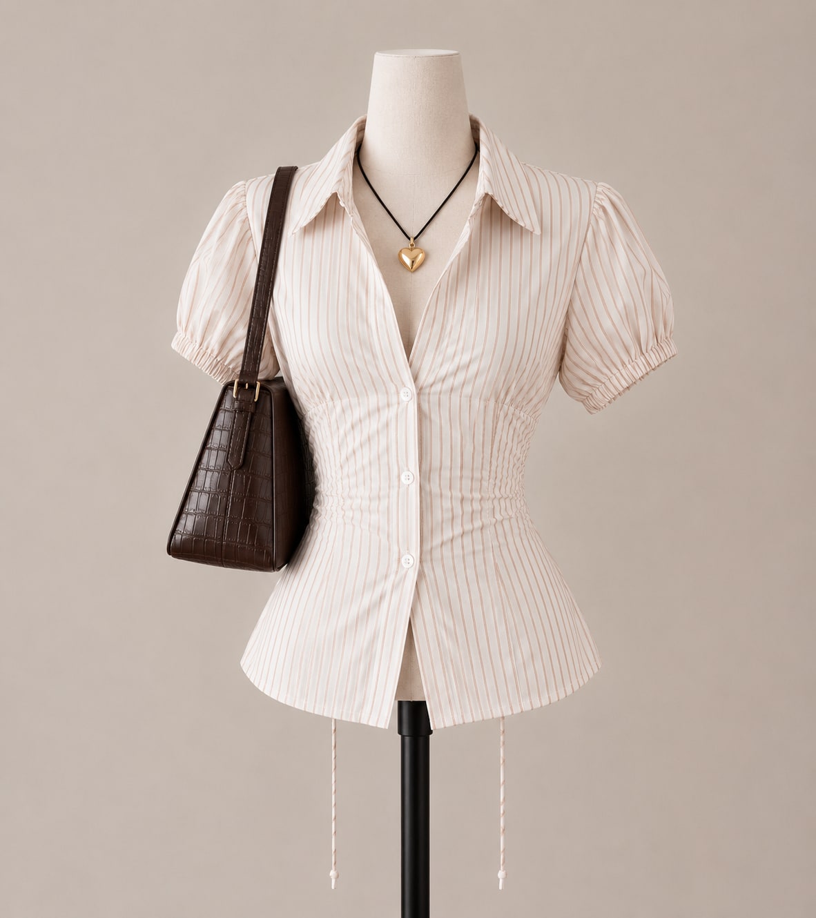 Stripped PeachFitted Shirt