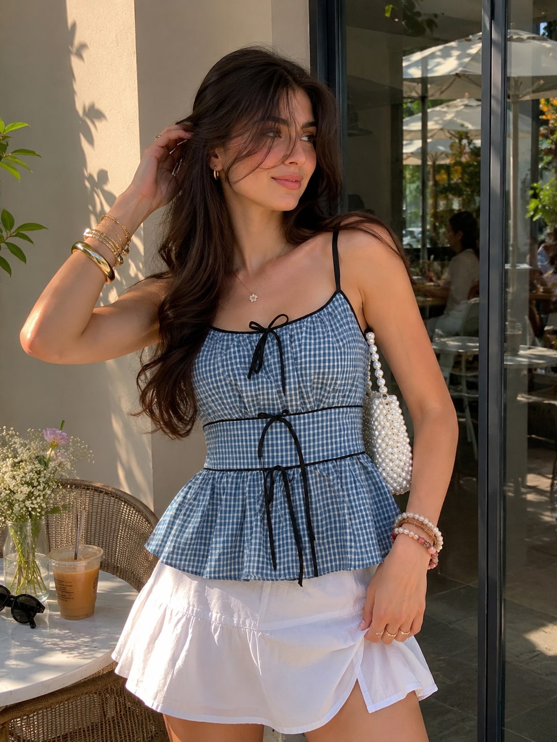 Gingham Bow Top