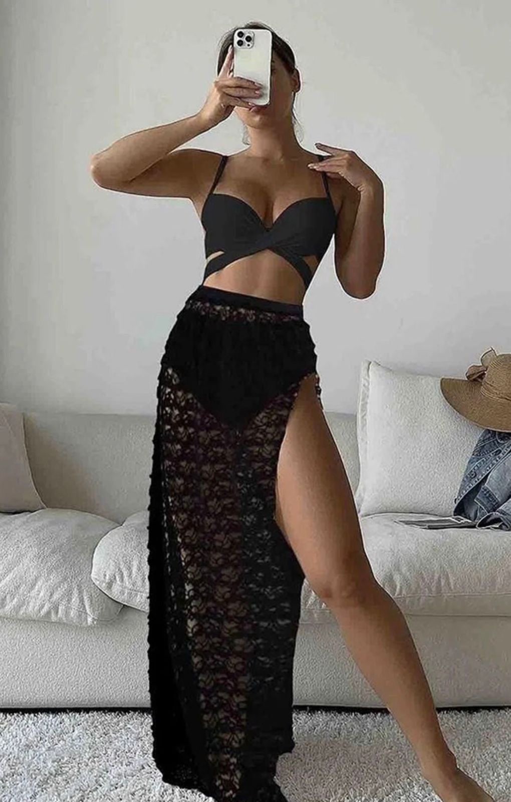 Black Crochet Beachwear