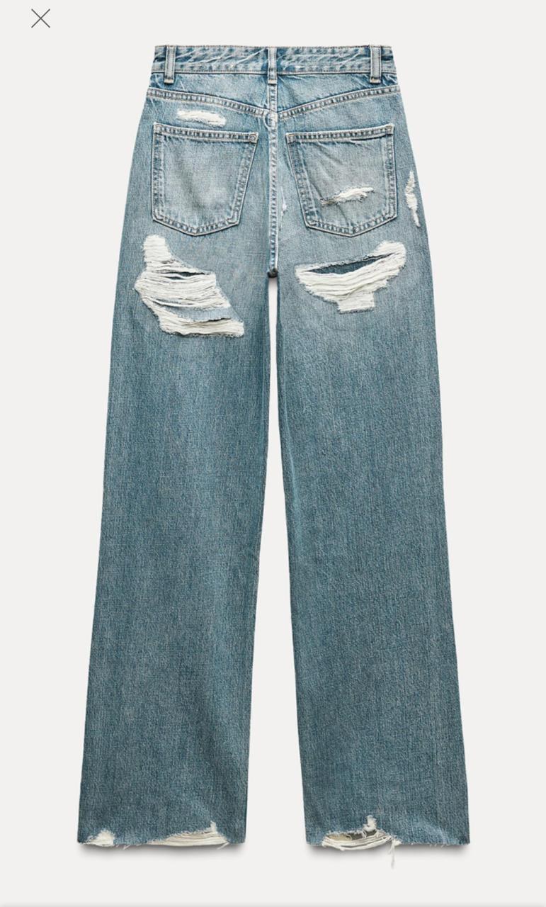 Zara Back Ripped Torn Denim