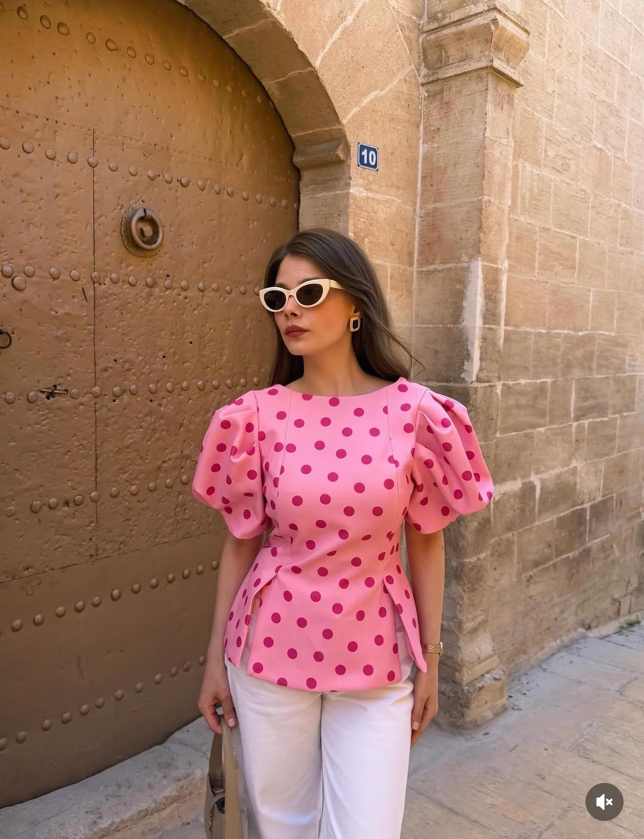 Pink Polka Dot Top