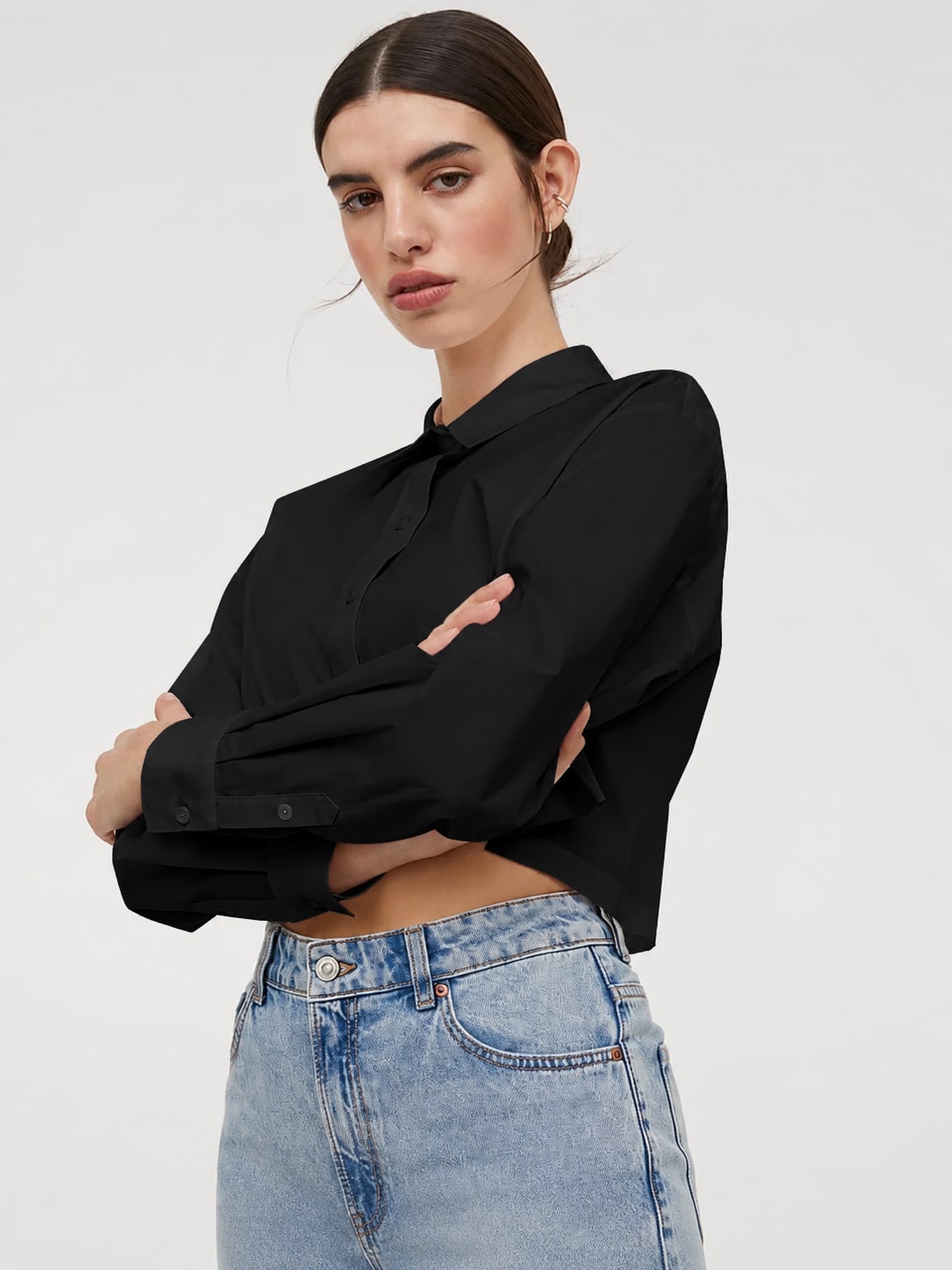 Black Crop Shirt