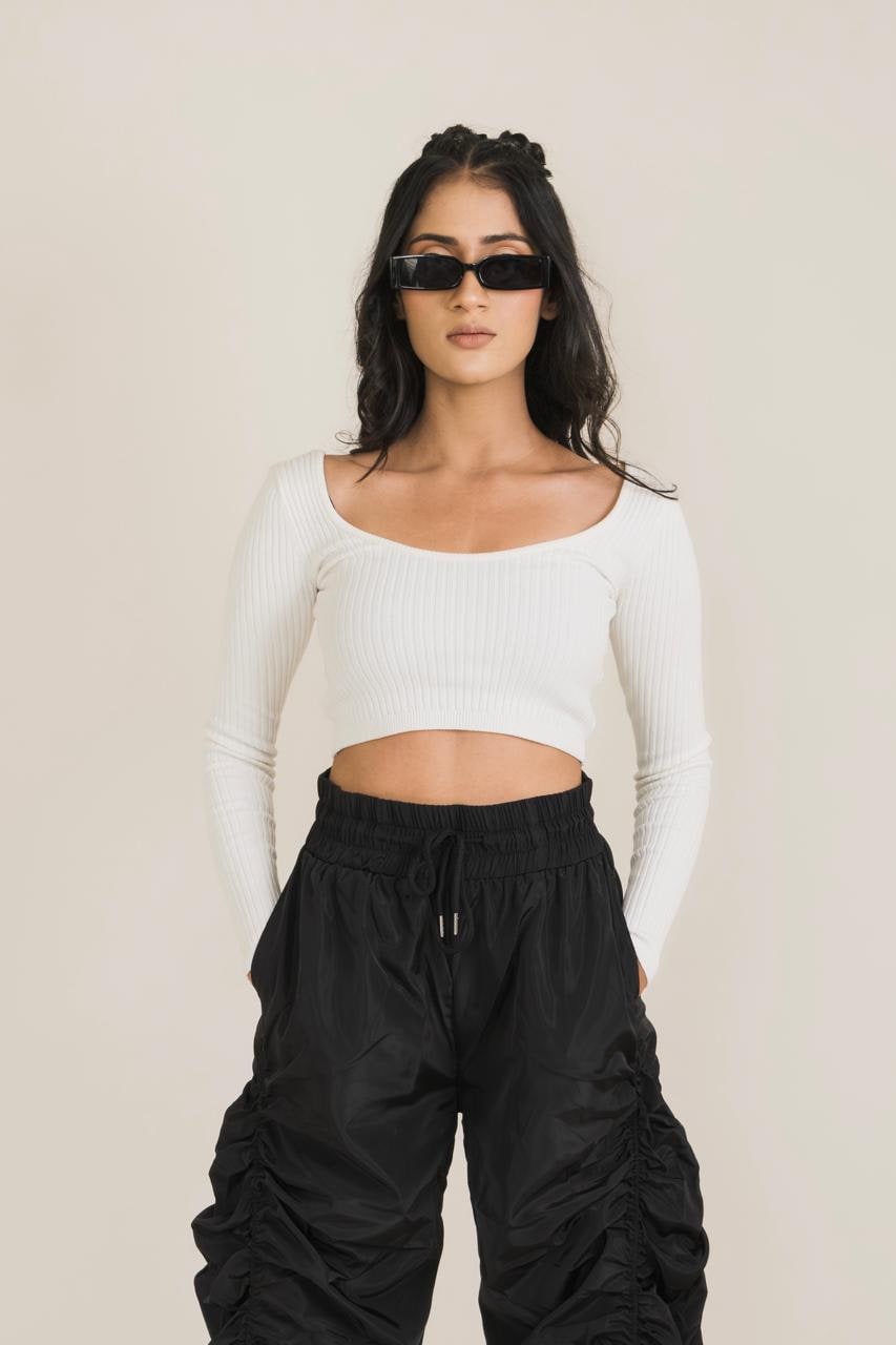 Full Sleeves Fitted Crop Top