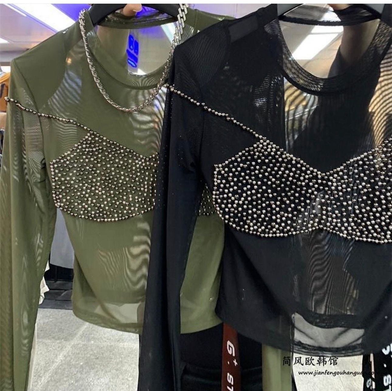 Mesh Sequins Top
